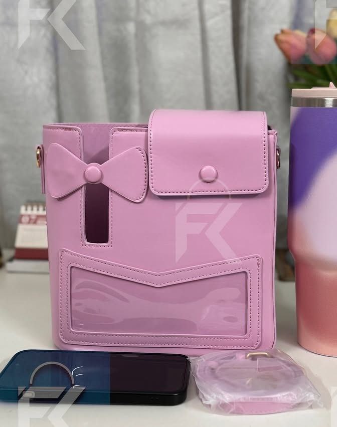 PU Leather Water Bottle Carrier Bag  Insulated Crossbody/Shoulder Bag