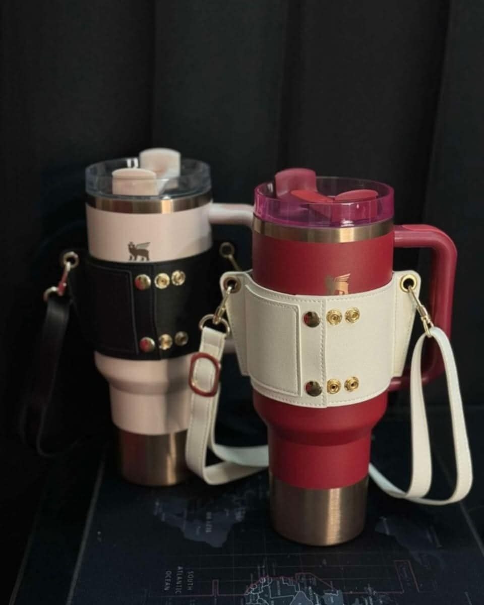 Stanley Jumbo Bottle Carrier Bag  Insulated PU Leather Sleeve with Strap