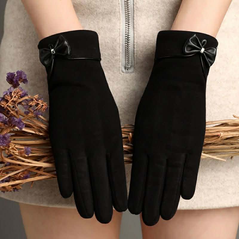 Korean Style Bow Keep Warm Velvet Gloves for Women