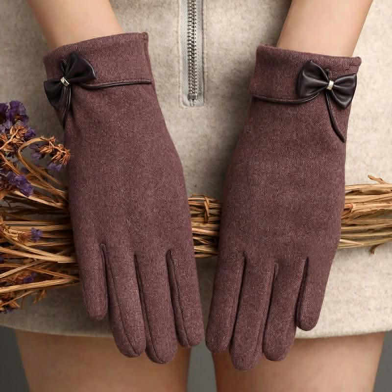 Korean Style Bow Keep Warm Velvet Gloves for Women