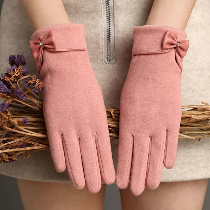 Korean Style Bow Keep Warm Velvet Gloves for Women